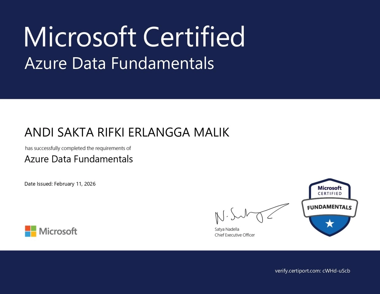 Azure Data Fundamentals Certificate